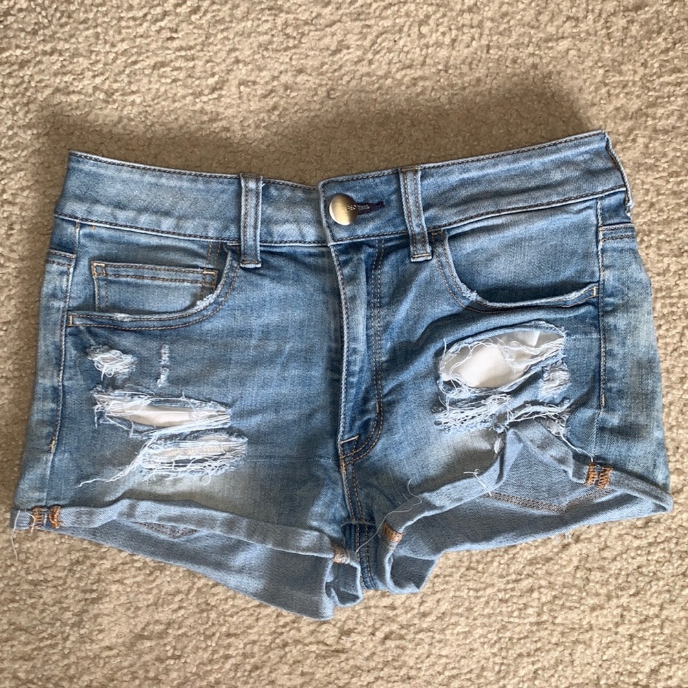 High waisted jean shorts